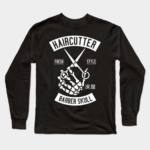 Barber Skull Long Sleeve T-Shirt by Z1